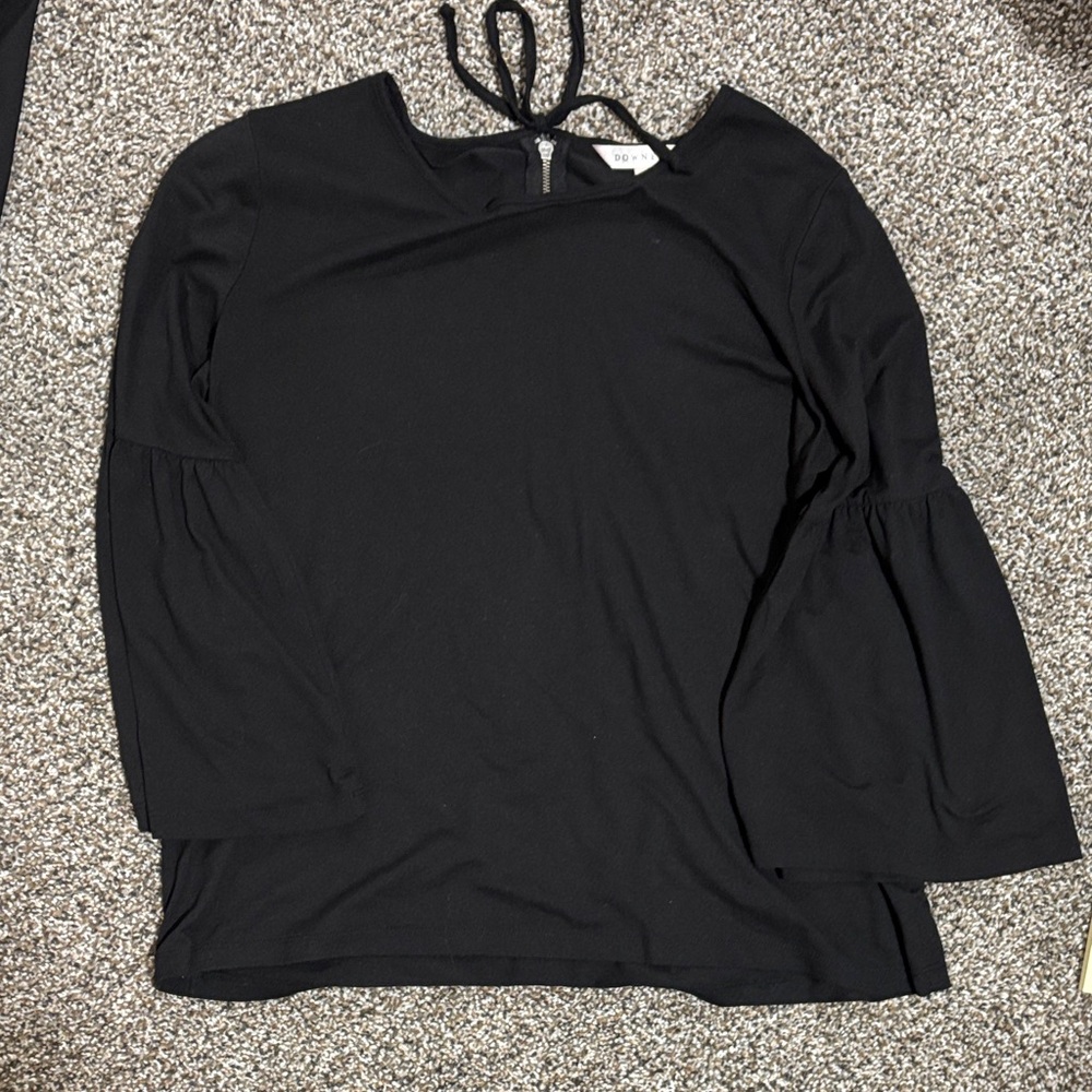 DownEast Black Blouse with Tie Back